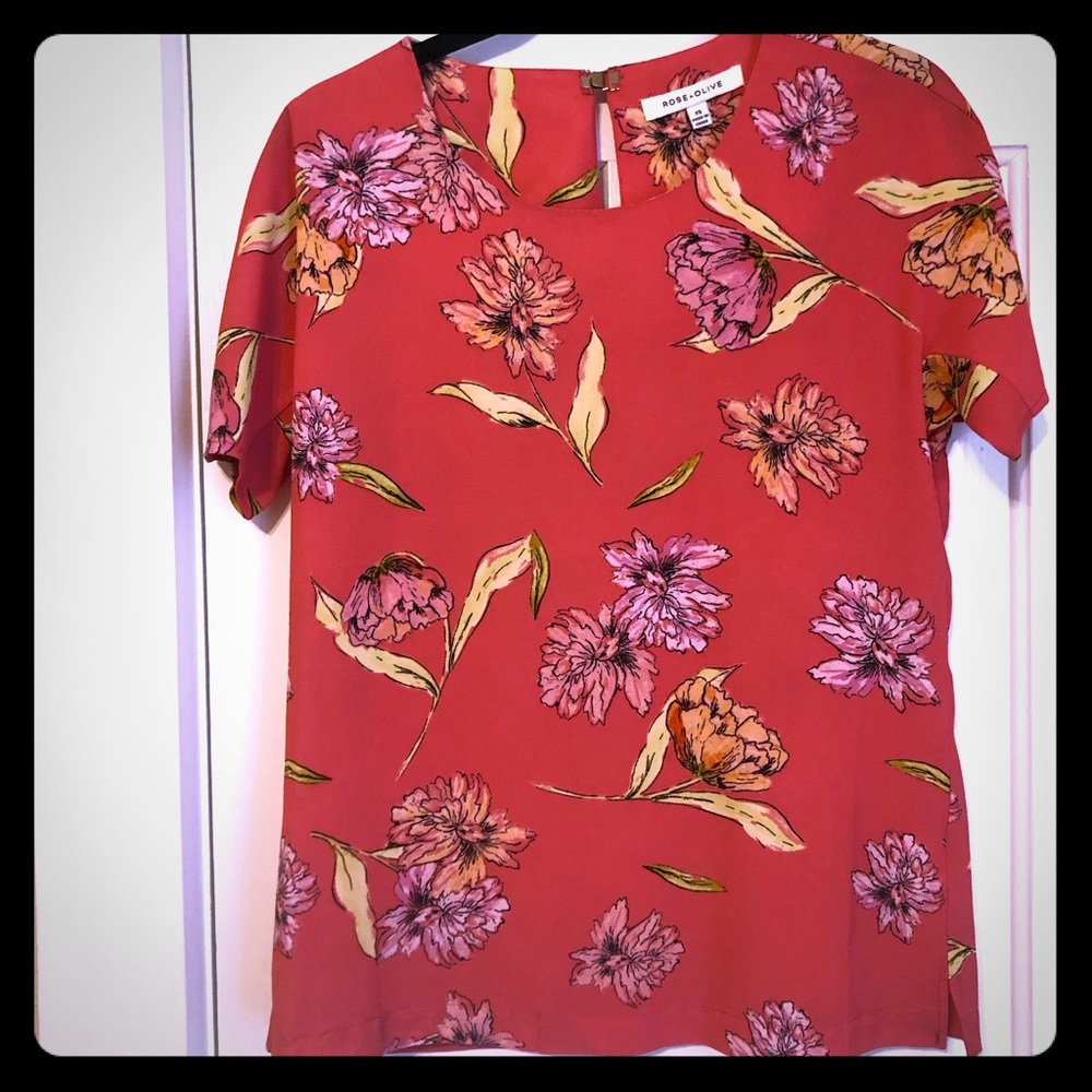Pink floral blouse
